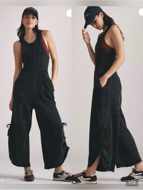 Anthropologie Daily Practice Black Knit Jumpsuit Size Small